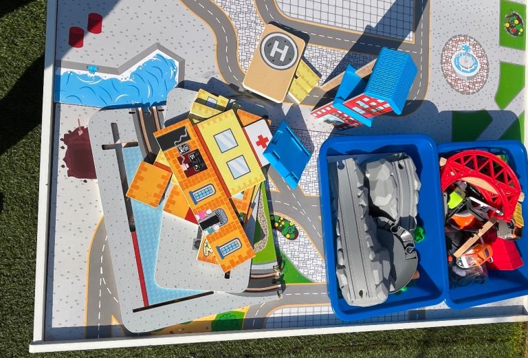 Kids Play Table with Road Map Top and Accessories