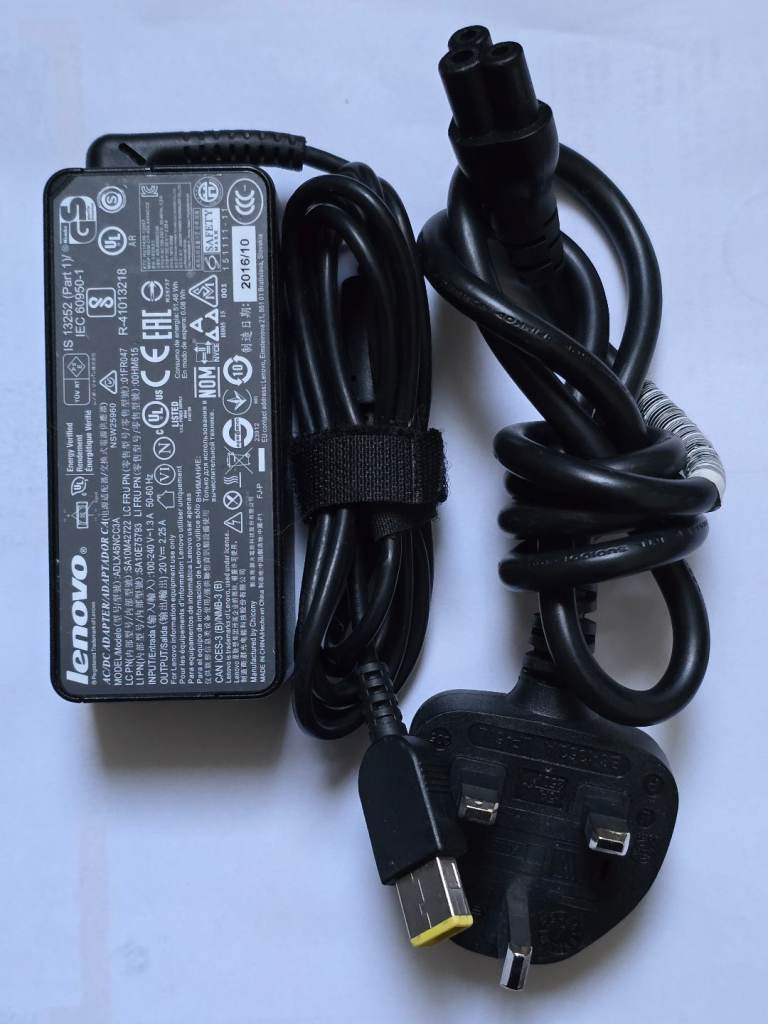  Lenovo Thinkpad Square Tip Laptop Charger (20v-2.25A) 45W for T440/T440P, X250/T450/T450S, & more 