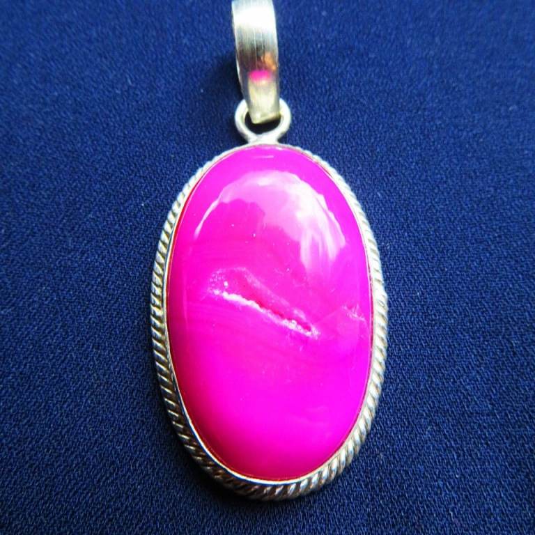 Natural Madagascar Druzy Silver Overlay Pendant, Engraved, Size - 55mm