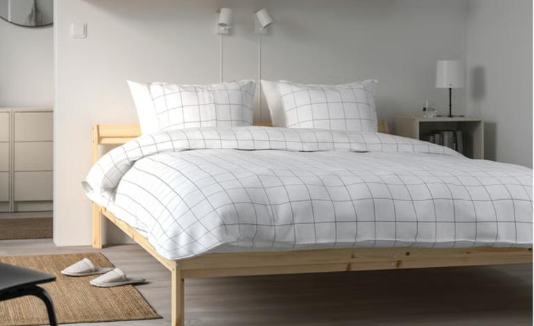 IKEA NEIDEN Bed Frame with LURÖY Slatted Base – Pine – £50
