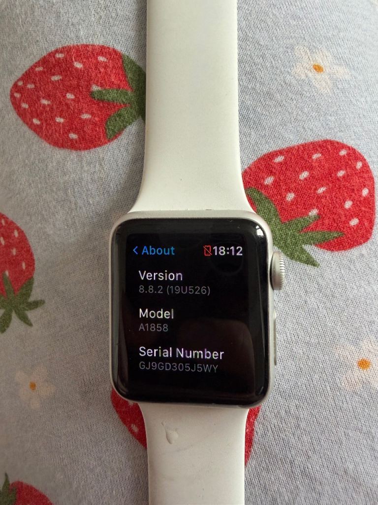 Apple Watch Series 3 (A1858) – Good Condition, White Strap