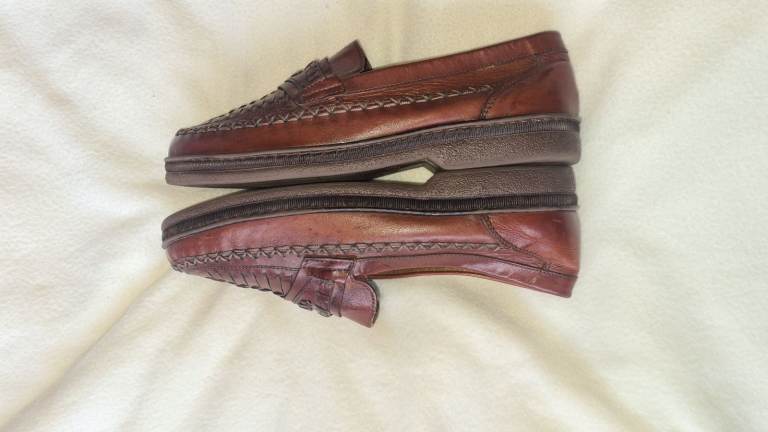 Hush Puppies brown leather slip in moccasins shoes uk6 excellent condition