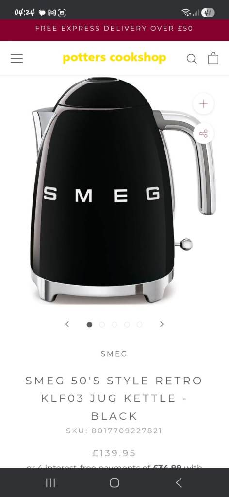 Smeg Kettle Black