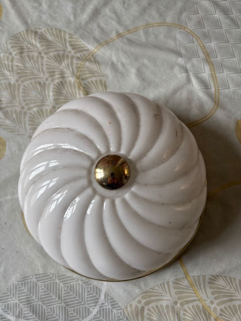 White Swirl Ceiling Light Shade with Gold Centre