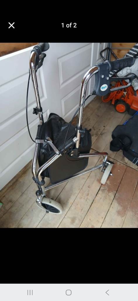 Chrome Mobility Walker with Seat and Wheels – Folds Away Easily