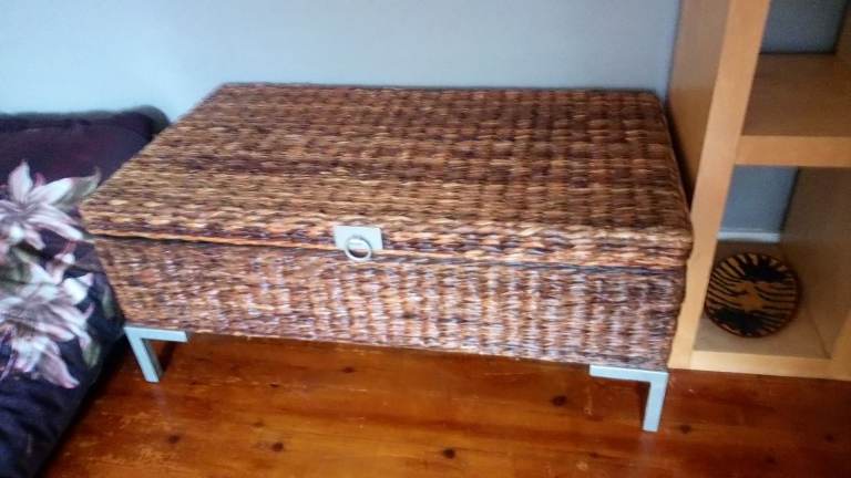 Wicker storage ottoman trunk or table