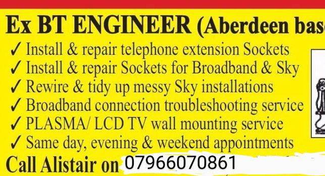 Ex BT Engineer (Aberdeen based) fault finding, network cabling, WiFi troubleshooting, Mesh WiFi