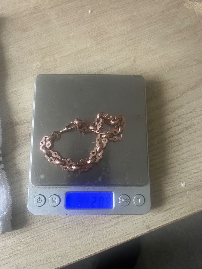 Lovely Rose Gold Tone Chain Bracelet, Weighs 20g