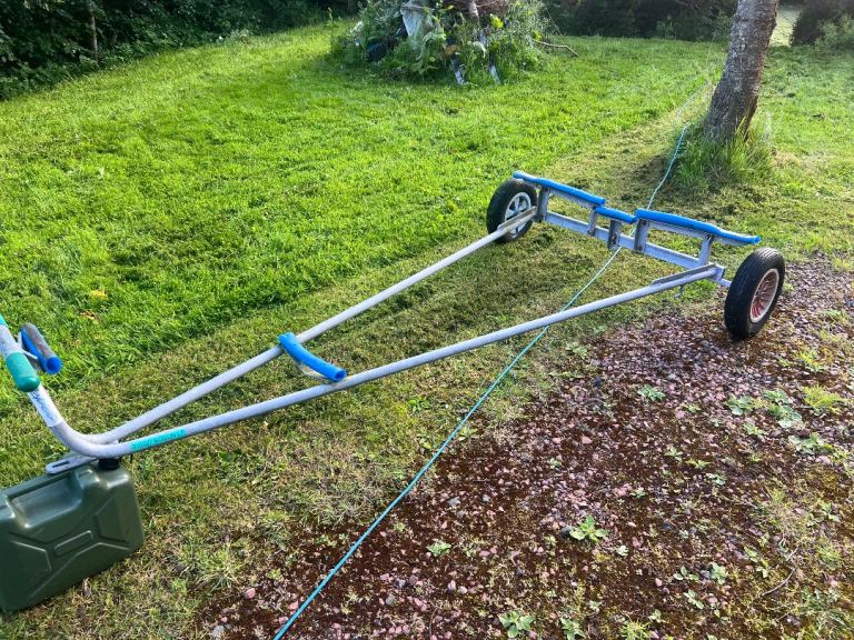 Launching trolly trailer boat fishing sailing dinghy rowing 