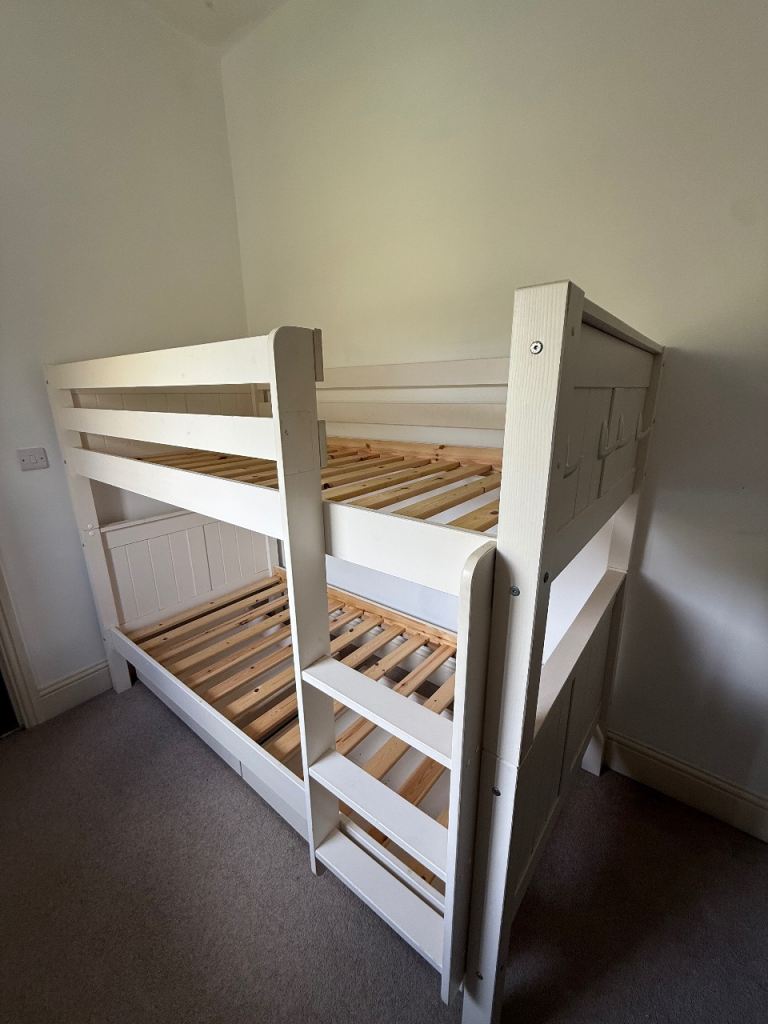 SOLD!!! 3FT Detachable single bunk bed with storage - Off white 