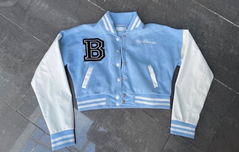 Paris Women's Light Blue Varsity Jacket - Size S, As Good As New