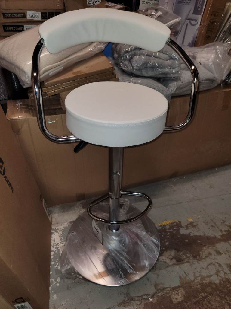 A new (slight seconds) Chrome plated frame with white Faux leather seat .