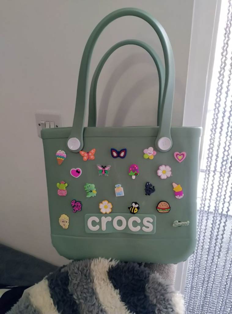 Crocs Tote Bag – Green, With Jibbitz Charms