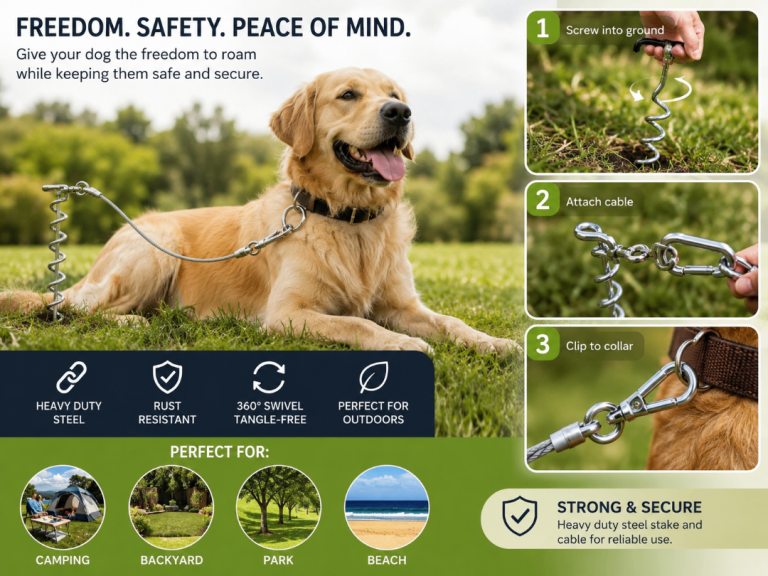 Heavy Duty Dog Tie-Out Stake and Cable Set