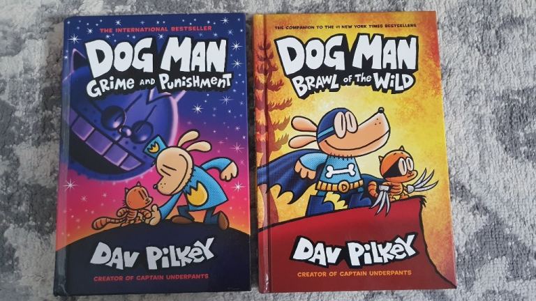 Children's books: Dog Man Grime and Punishment, Dog Man Brawl of the Wild