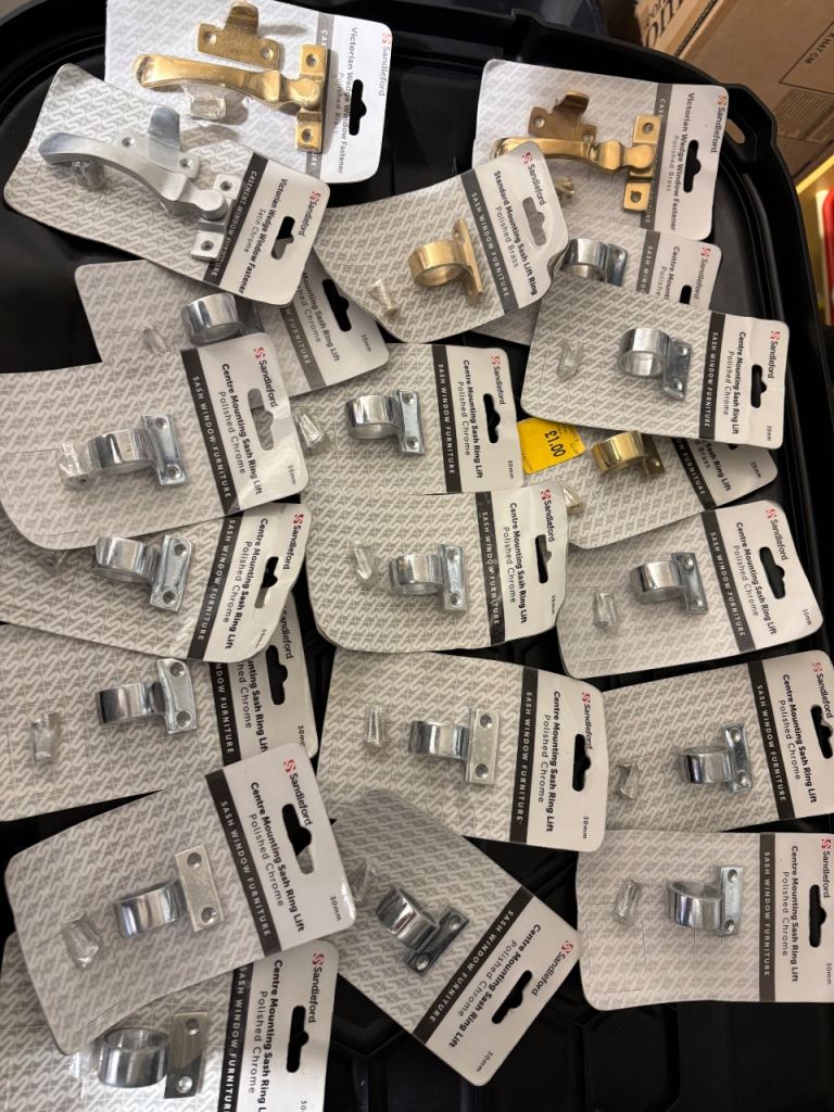 Garage clear out - electrical / window / door accessories and more various items