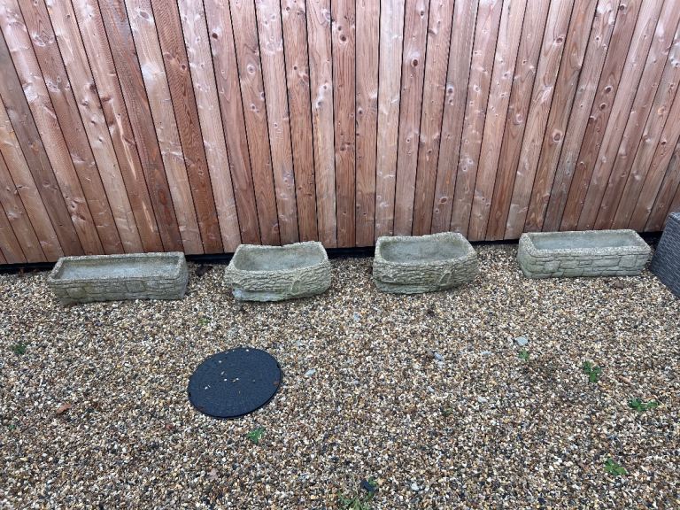 4 Stone Garden Planters – Troughs, Good Condition