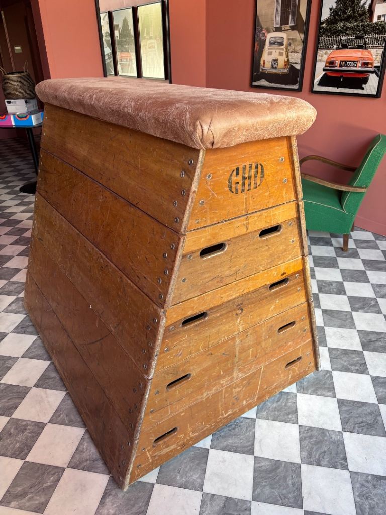 Vintage gymnastics wooden vault box (adjustable height) - sports or decorative item 