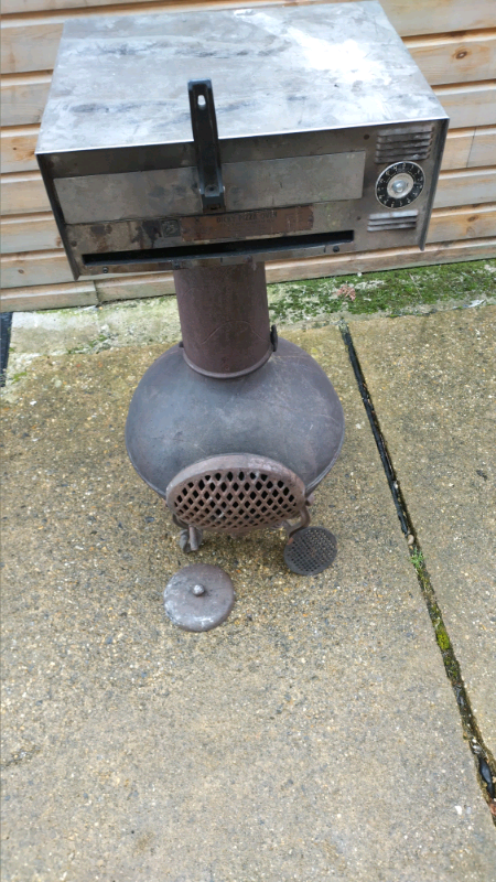 free loc del. chimenea chiminea cast iron wood charcoal 12''pizza oven