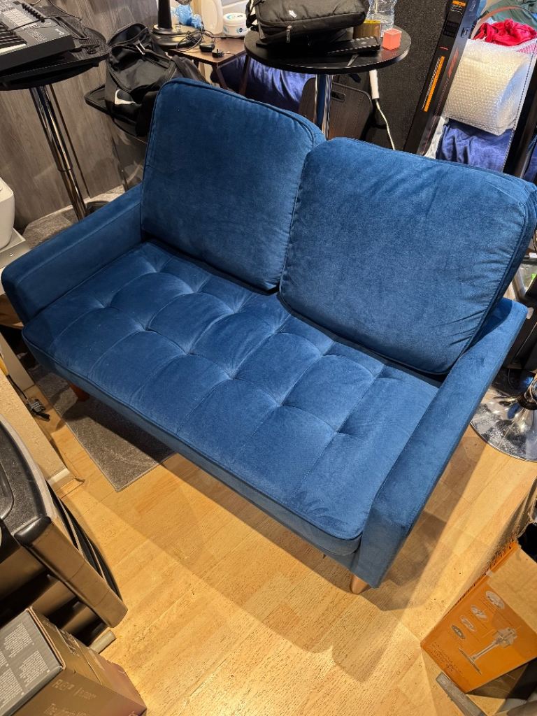 Velvet Blue 2 Seater Sofa