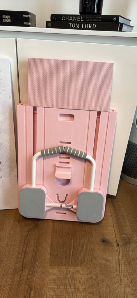 Pink Foldable Exercise Stepper with Resistance Bands