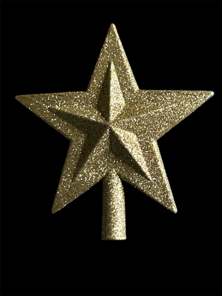 Gold Sparkling Star Tree Topper Christmas Decoration Tree Decor 17x17cm