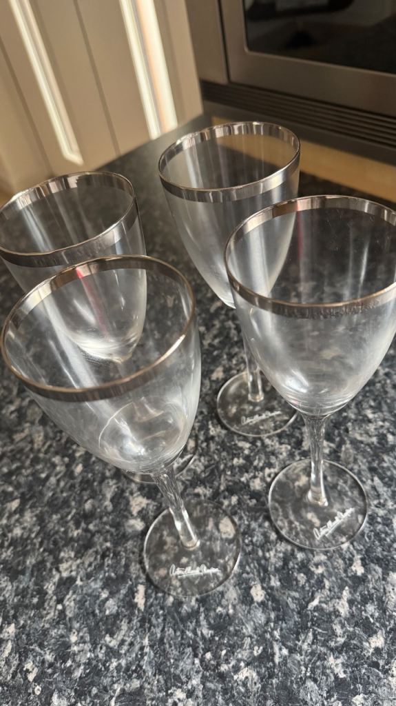 Anthony Worrall Thompson 4 vintage silver rim wine glasses