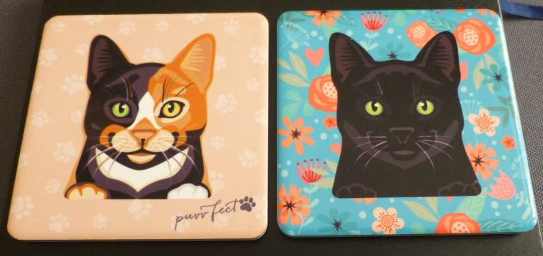 Two Ceramic Cat Coasters by Mulberry Studios
