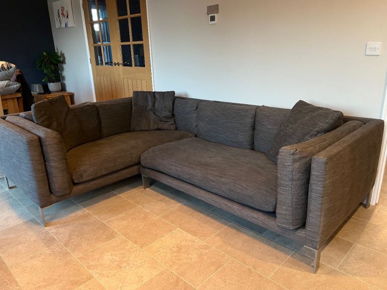 Habitat Corner Sofa – Grey Fabric, Good Condition
