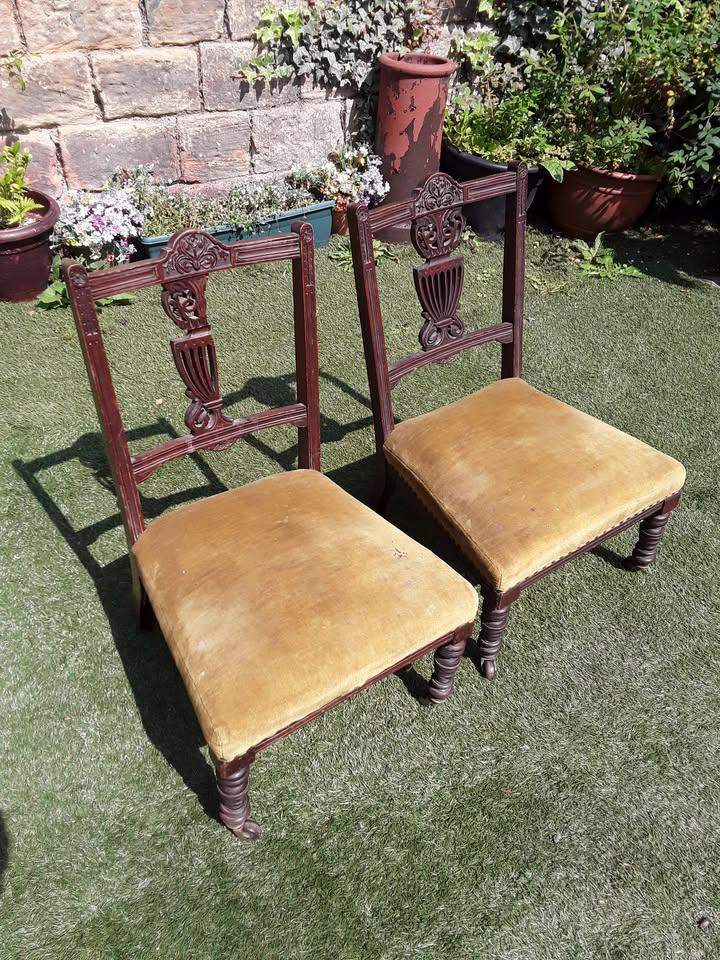 image for 2 vintage carved mahogany nursing chairs Low Cost Moves 2nd Hand Furniture STALYBRIDGE SK15 3DN