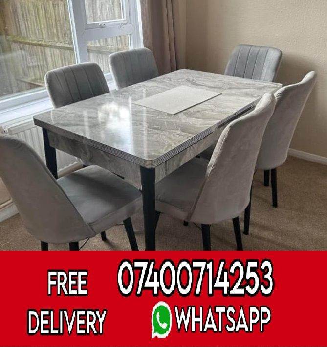 🔥 Don’t miss out — Amazing Dining Set with Marble Effect Table & Velvet 6 Chairs — limited stock  