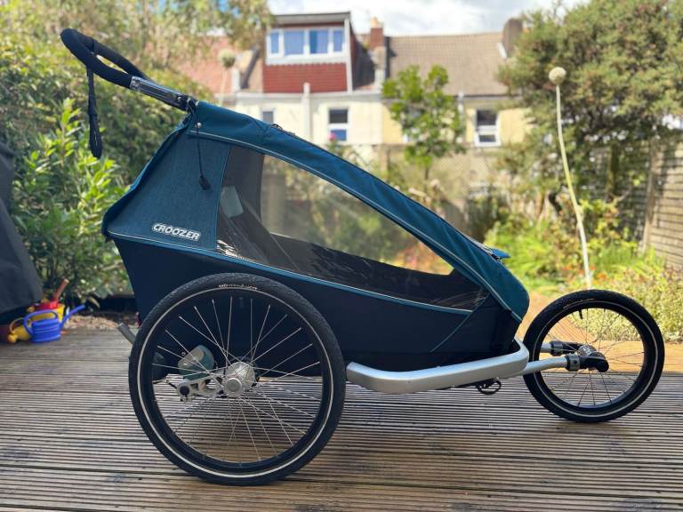 Child Bike Trailer/Pram - Blue and Black, Good Condition