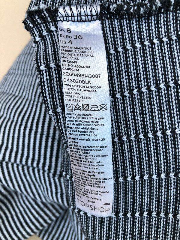 Topshop black/white fine striped cropped top Size 8 VGC £5 ONO