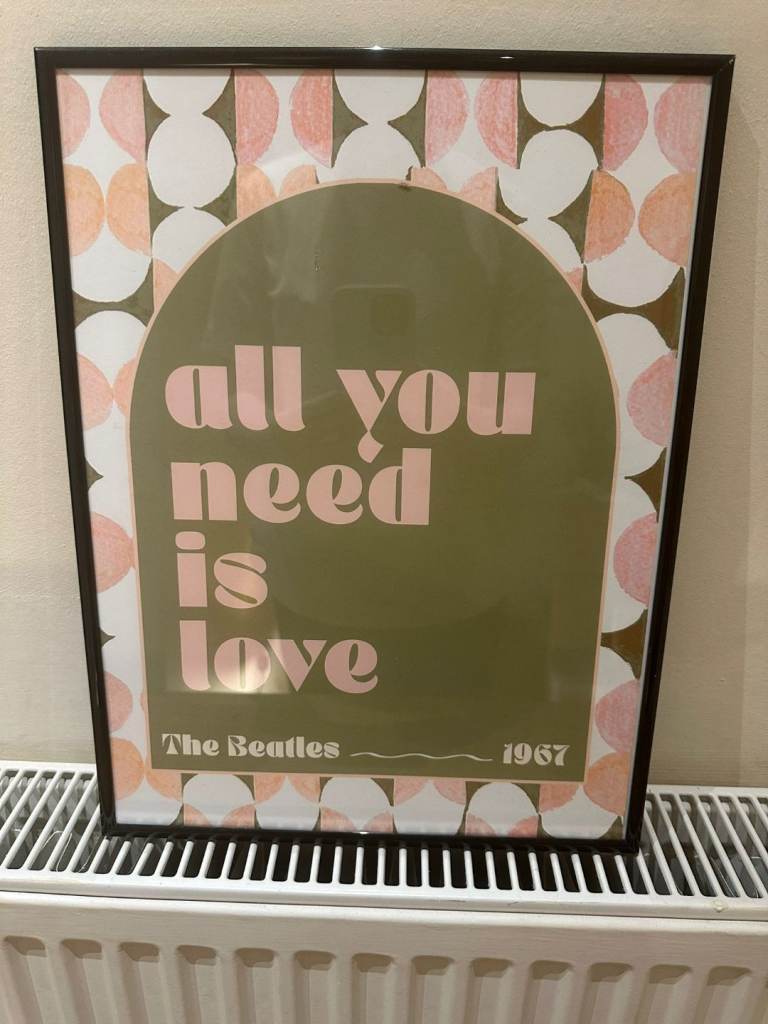 Beatles Lyrics Art Print A3 framed