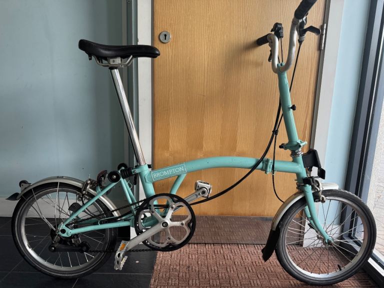 Brompton Folding Bike in Aqua Green – Good Condition