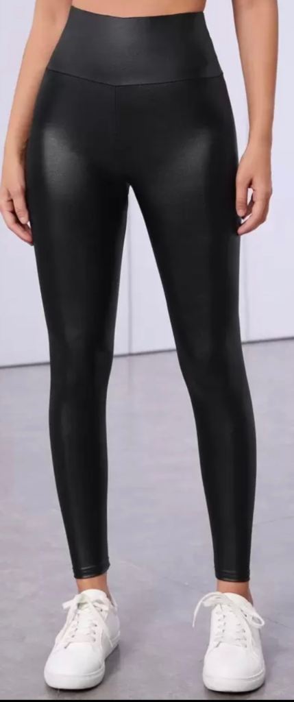 New Size Medium Will Fit Size 10,12,14 Black Faux Leather Look Leggings