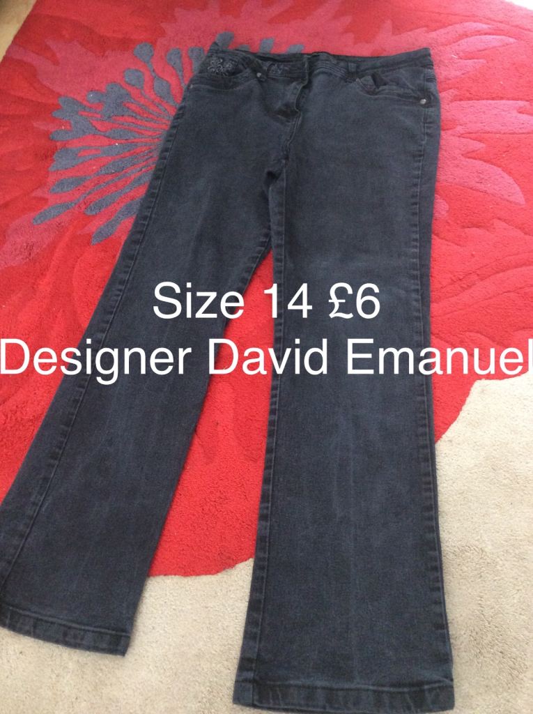 David Emanuel Black jeans size 14