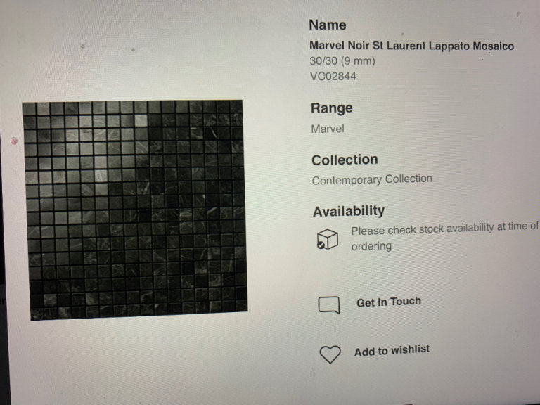 Minoli mosaic tiles, Marvel range, polished porcelain, each sheet 30 by 30 cm