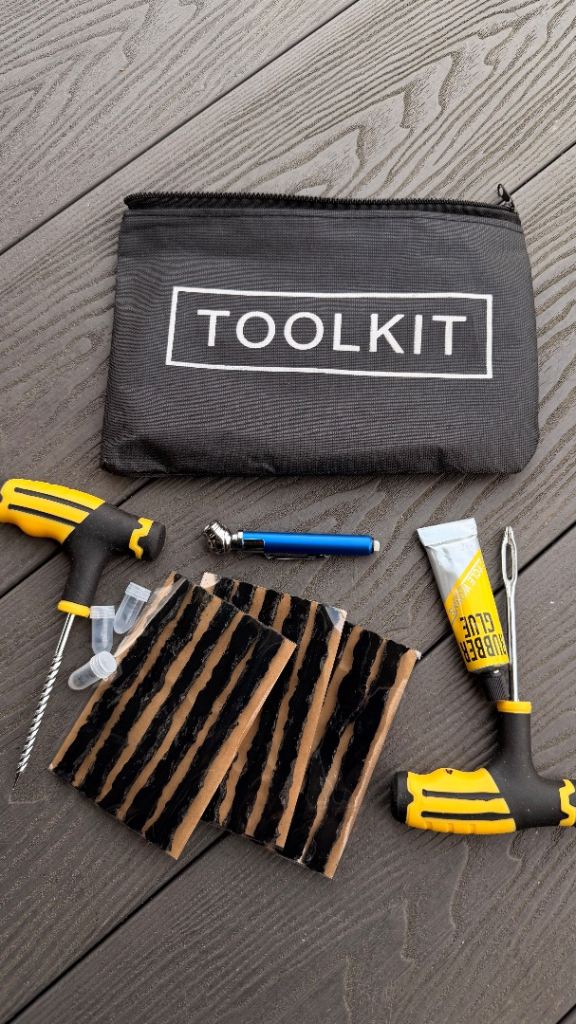 Emergency Tyre Puncture Repair Kit Car Van Motorcycle and TOOLKIT bag