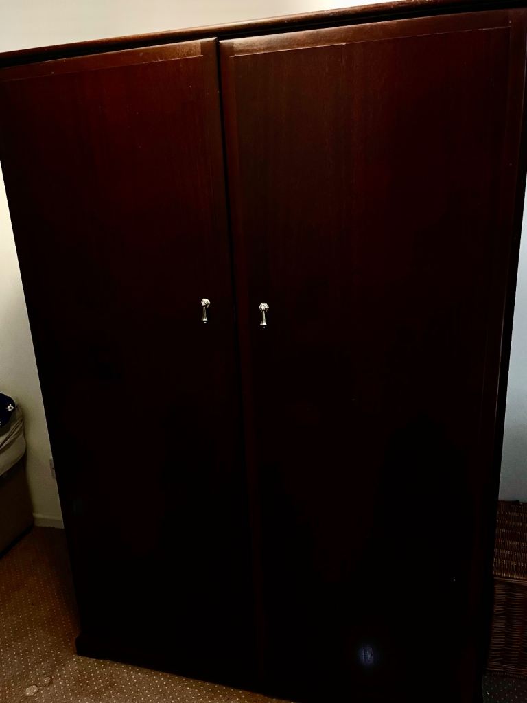 Meredew Double Wardrobe – Dark Wood, Good Condition