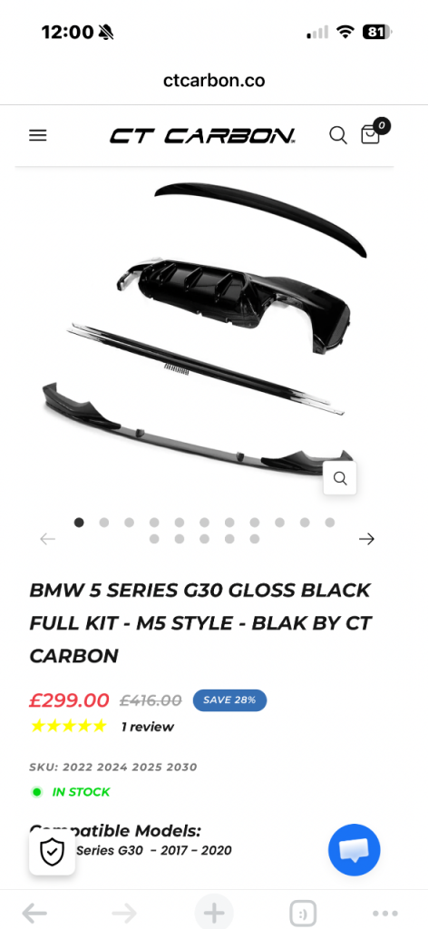 BMW 5 SERIES G30 GLOSS BLACK 