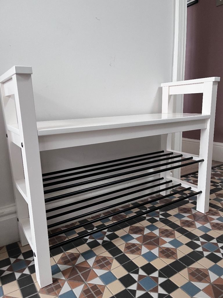 White bench with shoe storage - IKEA HEMNES