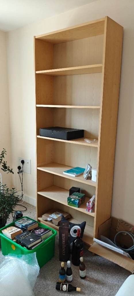 Tall Wooden Bookshelf with Adjustable Shelves – Good Condition