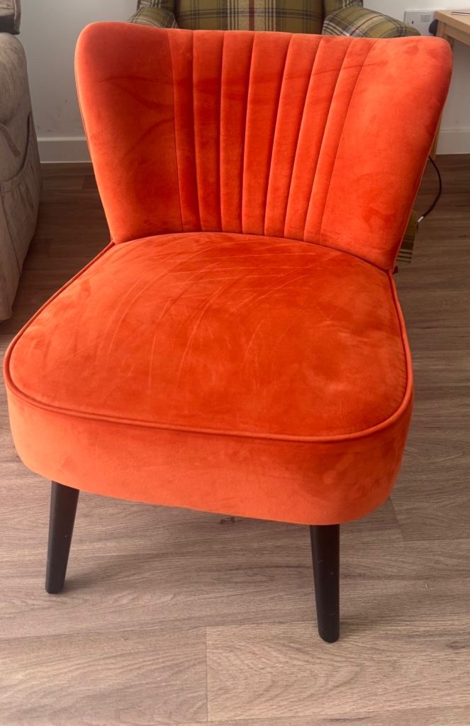 Orange Velvet Accent Chair – Good Condition