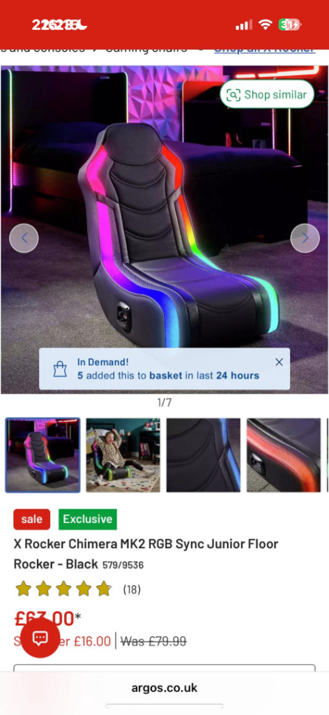 Junior Gaming rocker chair 