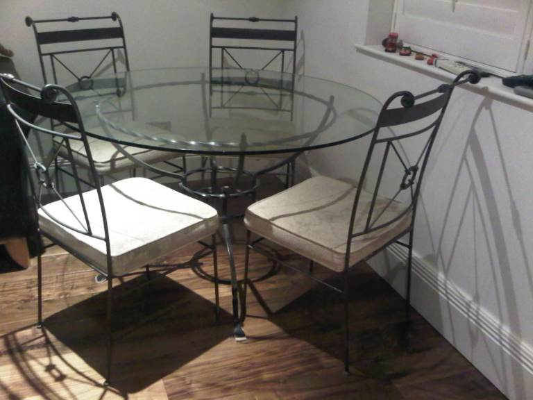 image for Glass cast iron frame table