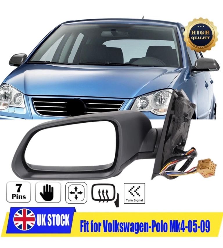 Left Wing Mirror Electric Polo MK4 9N3 Heated Manual Fold