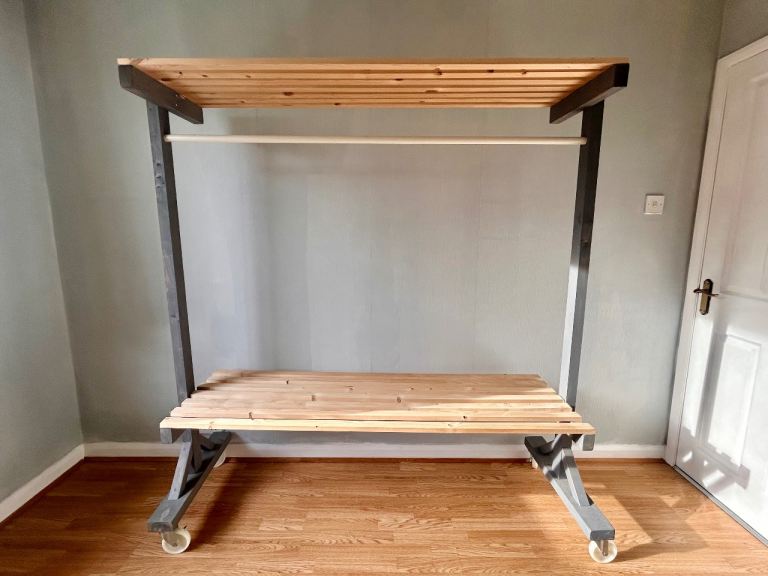 Handmade Heavy Duty Clothes Rail – Solid Wood Industrial Rack (Custom Builds Available)