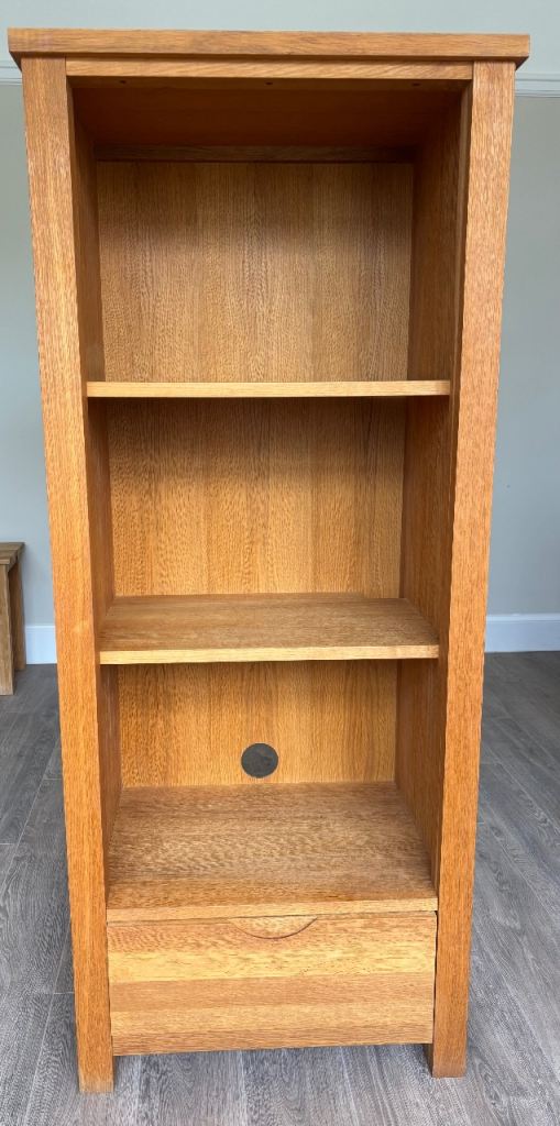 Solid Oak bookcase / display unit modified for electronics setup 