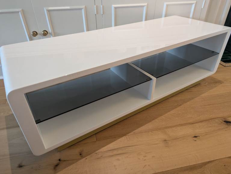 Great TV Stand with glass shelves